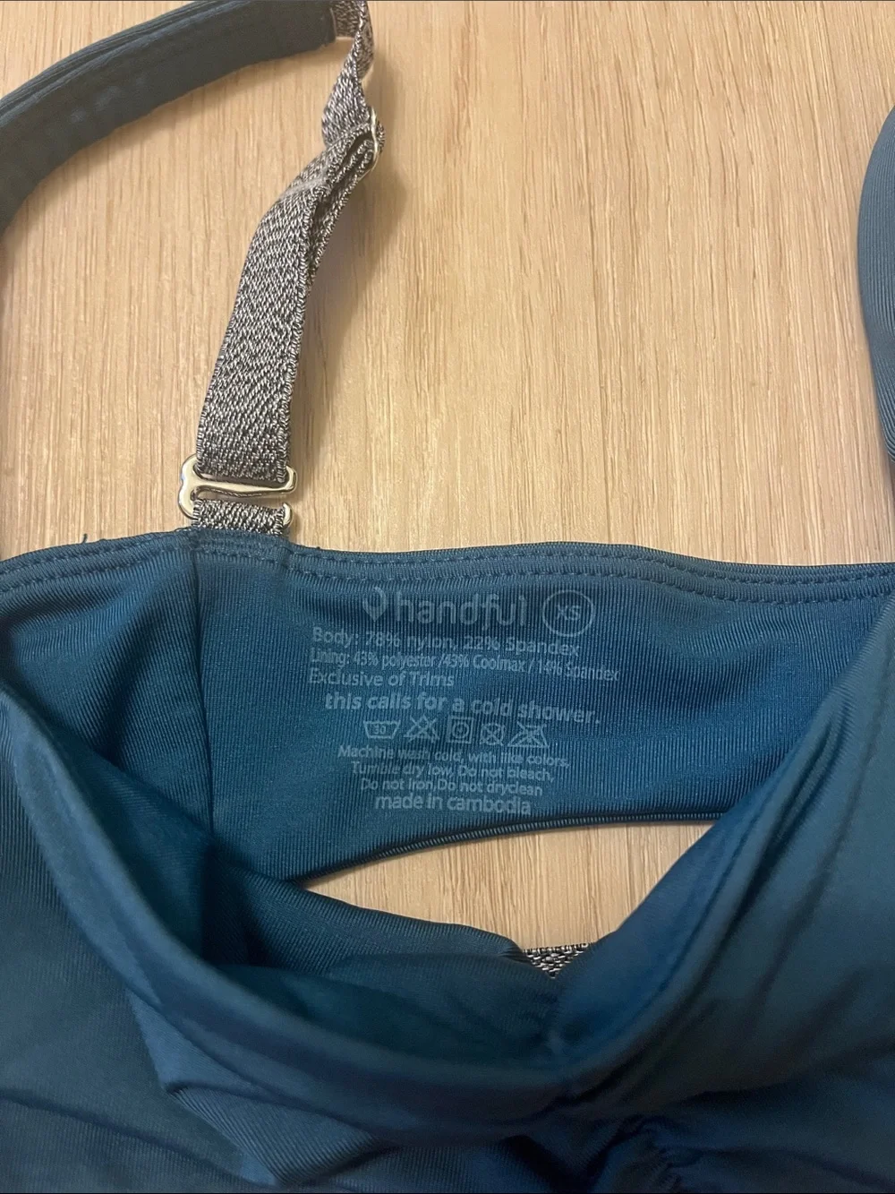 Teal Ruched Sports Bralette with Heathered Band
